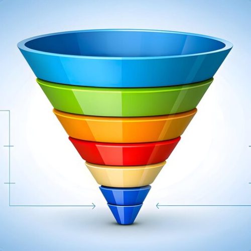 Visual representation of the digital sales funnel process, from lead generation to revenue conversion